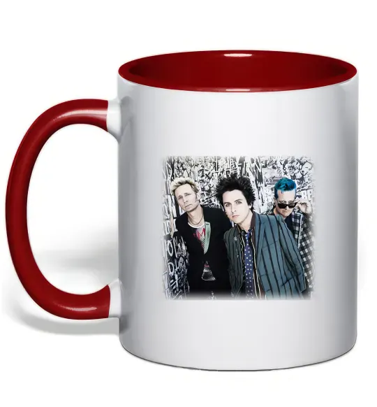 Чашка с цветной ручкой Green Day group Красный фото