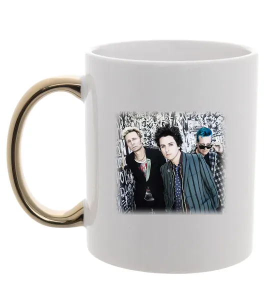 Чашка с цветной ручкой Green Day group Золото фото