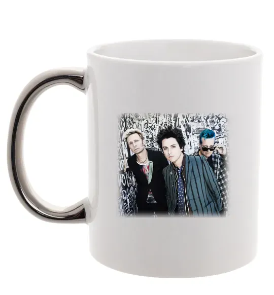 Чашка с цветной ручкой Green Day group Серебро фото