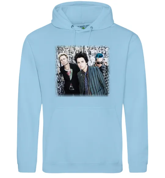 Мужская толстовка (худи) Green Day group Голубой фото