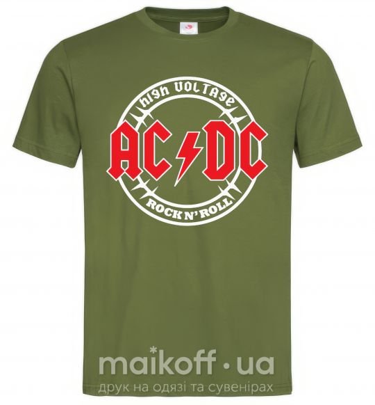 Мужская футболка AC_DC high voltage Оливковый фото