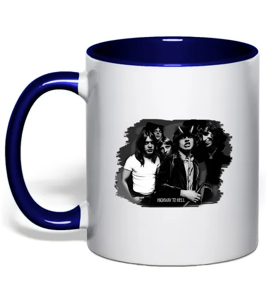 Чашка з кольоровою ручкою AC DC Band Глибокий темно-синій фото