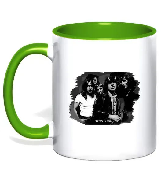 Чашка з кольоровою ручкою AC DC Band Зелений фото
