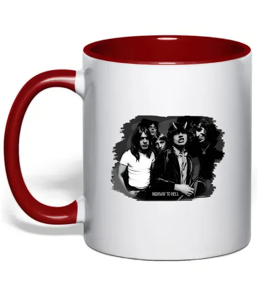 Чашка з кольоровою ручкою AC DC Band Червоний фото