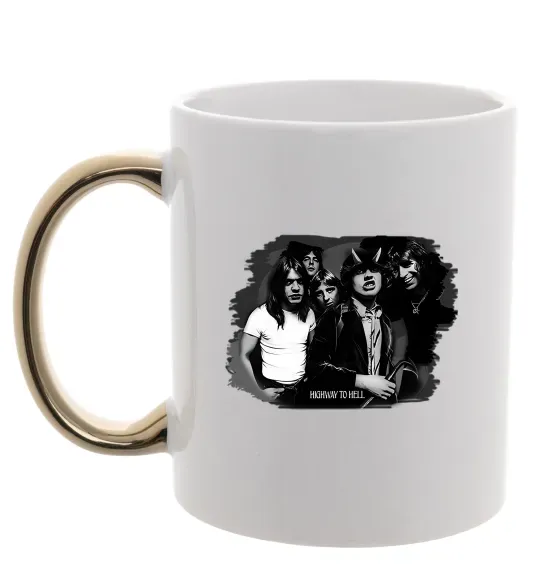 Чашка з кольоровою ручкою AC DC Band Золото фото