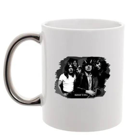 Чашка з кольоровою ручкою AC DC Band Срібло фото