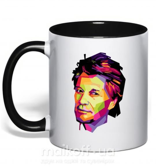 Чашка з кольоровою ручкою Jon Bon Jovi Чорний фото