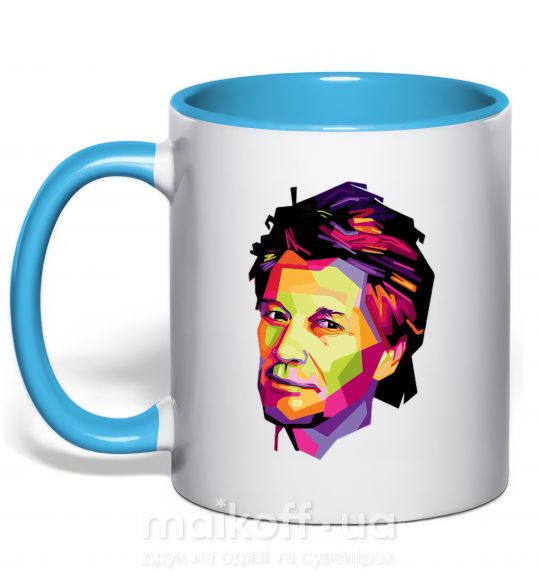 Чашка с цветной ручкой Jon Bon Jovi Голубой фото
