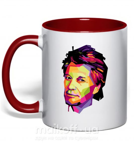 Чашка з кольоровою ручкою Jon Bon Jovi Червоний фото