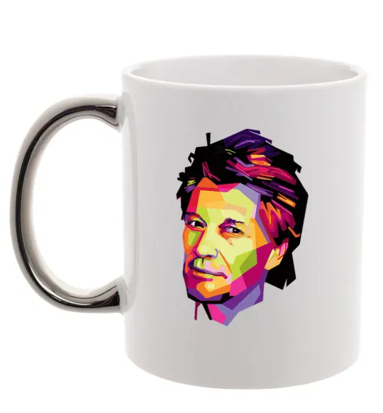 Чашка с цветной ручкой Jon Bon Jovi Серебро фото