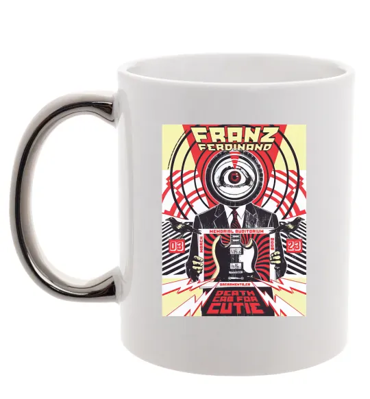 Чашка з кольоровою ручкою Franz Ferdinand poster Срібло фото