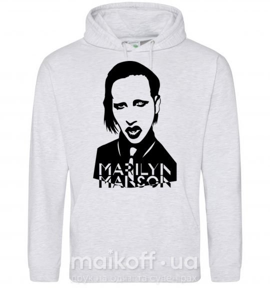 Мужская толстовка (худи) Marilyn Manson Серый меланж фото
