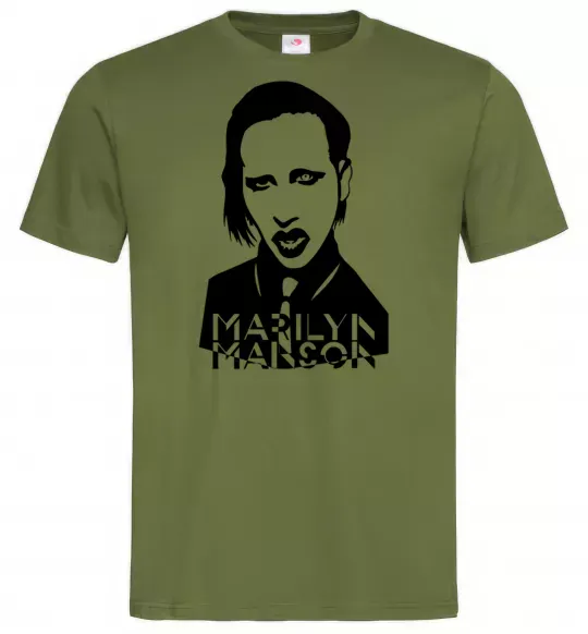 Мужская футболка Marilyn Manson Оливковый фото
