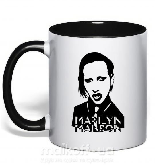 Чашка з кольоровою ручкою Marilyn Manson Чорний фото