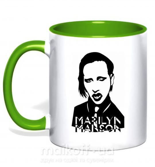 Чашка з кольоровою ручкою Marilyn Manson Зелений фото