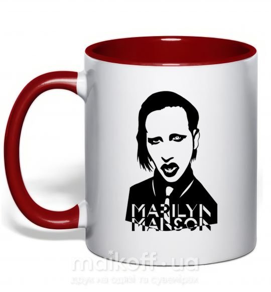 Чашка з кольоровою ручкою Marilyn Manson Червоний фото