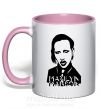 Чашка з кольоровою ручкою Marilyn Manson Ніжно рожевий фото