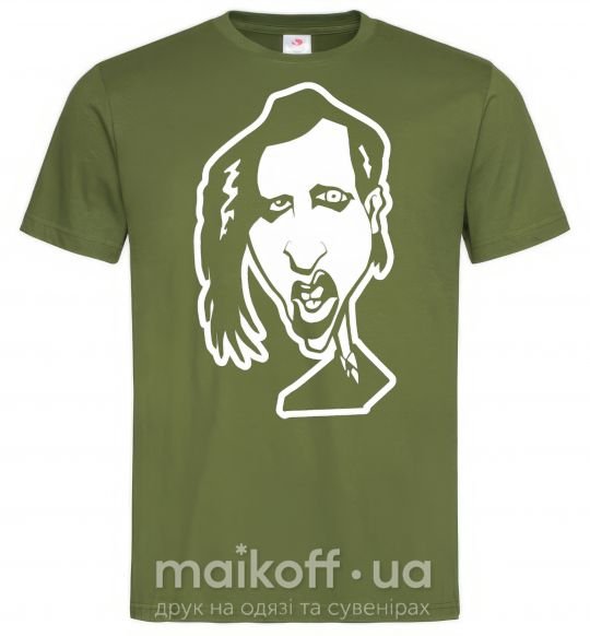 Мужская футболка Marilyn Manson face Оливковый фото