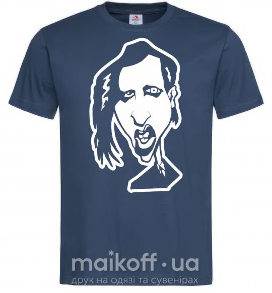 Мужская футболка Marilyn Manson face Темно-синий фото