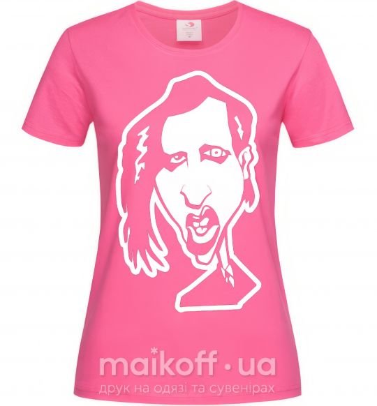 Женская футболка Marilyn Manson face Ярко-розовый фото