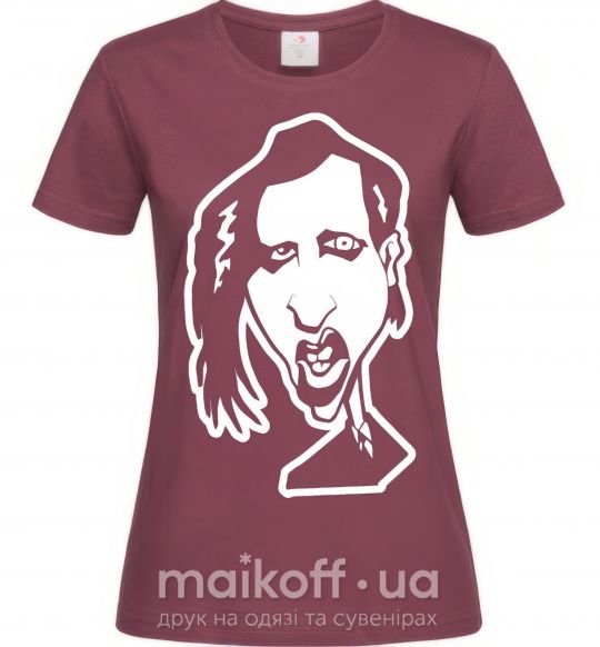 Женская футболка Marilyn Manson face Бордовый фото