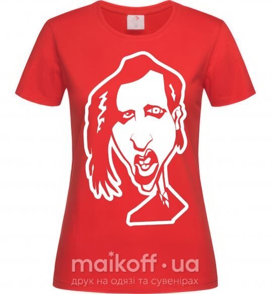 Женская футболка Marilyn Manson face Красный фото