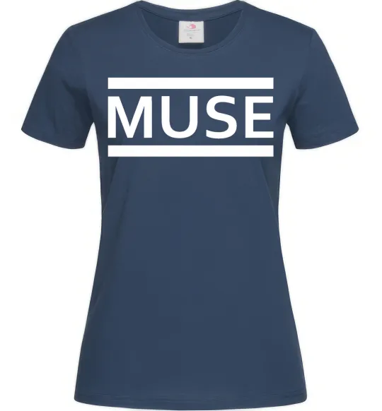 Женская футболка Muse logo white Темно-синий фото