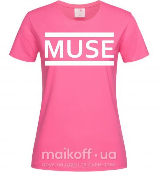 Женская футболка Muse logo white Ярко-розовый фото