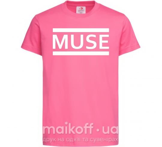 Детская футболка Muse logo white Ярко-розовый фото