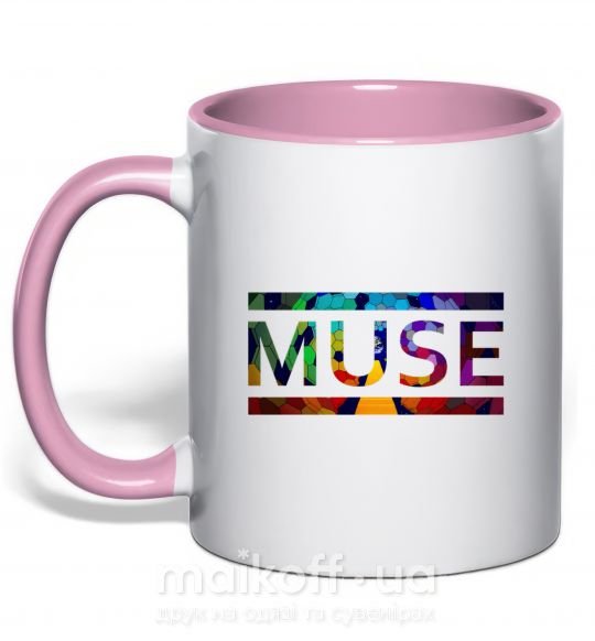Чашка з кольоровою ручкою Muse logo color Ніжно рожевий фото