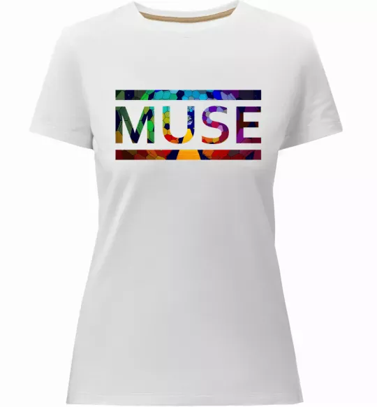 Жіноча преміум футболка Muse logo color Білий фото