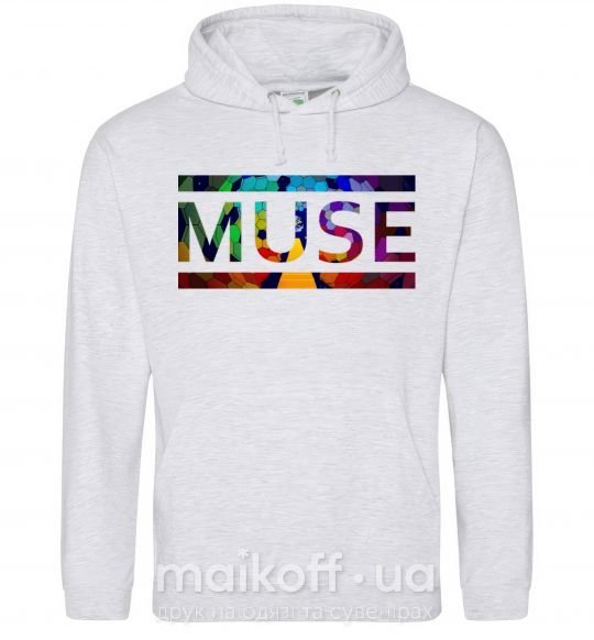 Мужская толстовка (худи) Muse logo color Серый меланж фото