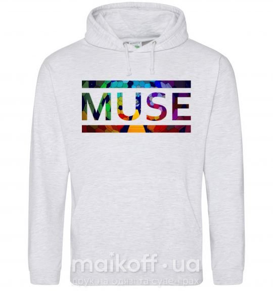 Женская толстовка (худи) Muse logo color Серый меланж фото