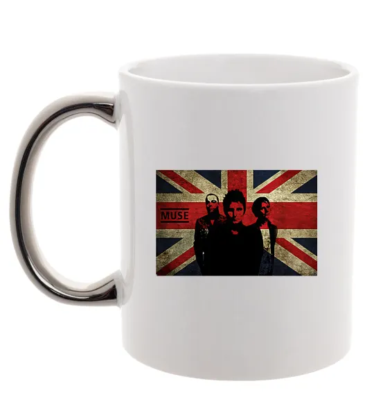 Чашка з кольоровою ручкою Muse flag Срібло фото