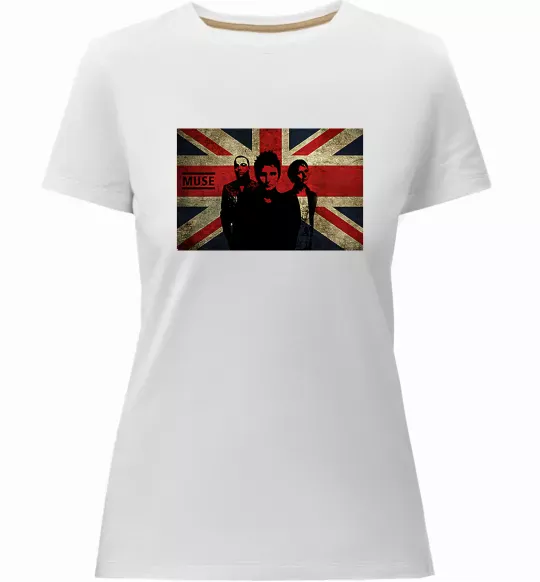 Жіноча преміум футболка Muse flag Білий фото