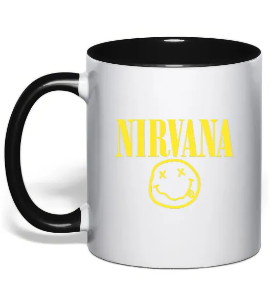 Чашка з кольоровою ручкою Nirvana logo Чорний фото