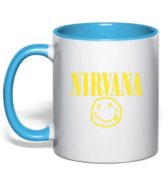 Чашка з кольоровою ручкою Nirvana logo Блакитний фото