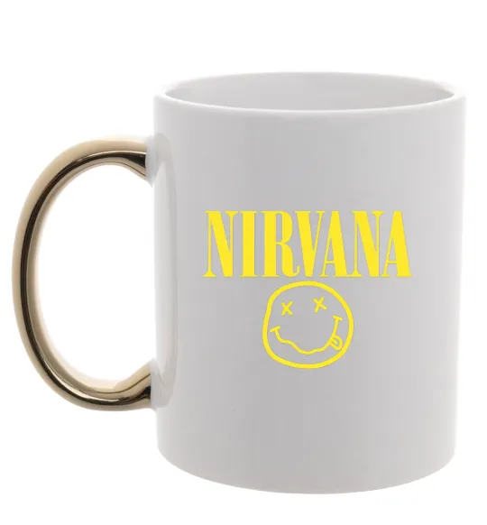 Чашка з кольоровою ручкою Nirvana logo Золото фото