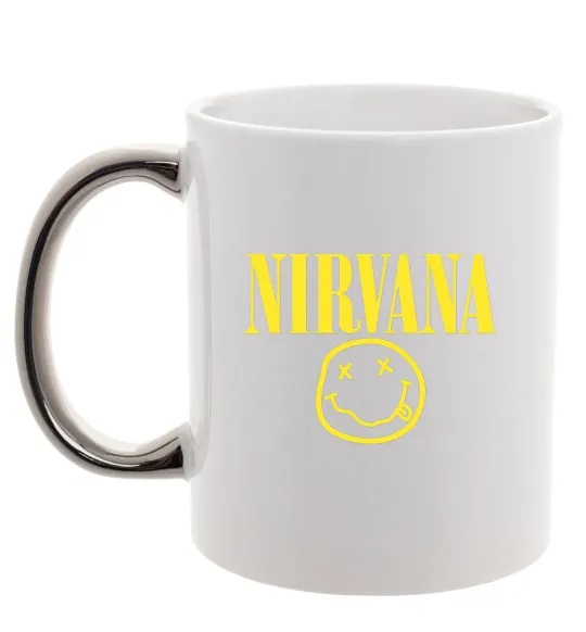 Чашка з кольоровою ручкою Nirvana logo Срібло фото
