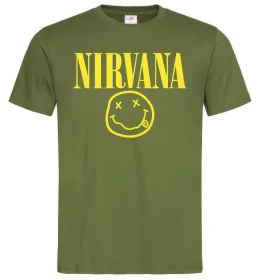 Чоловіча футболка Nirvana logo Оливковий фото