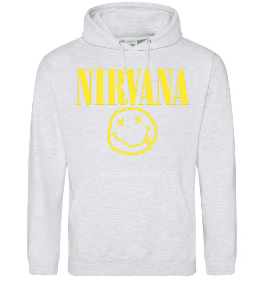 Мужская толстовка (худи) Nirvana logo Серый меланж фото