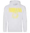 Мужская толстовка (худи) Nirvana logo Серый меланж фото