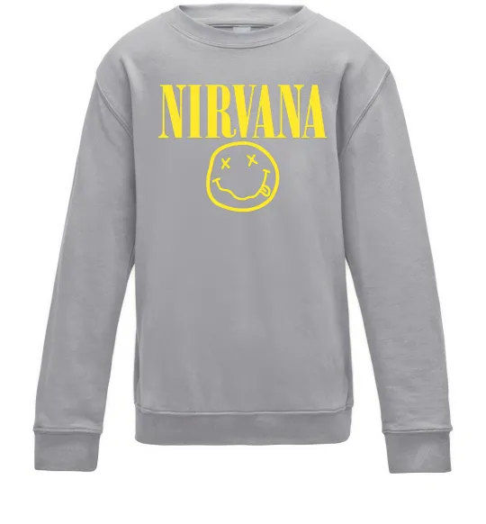 Детский Свитшот Nirvana logo Серый меланж фото
