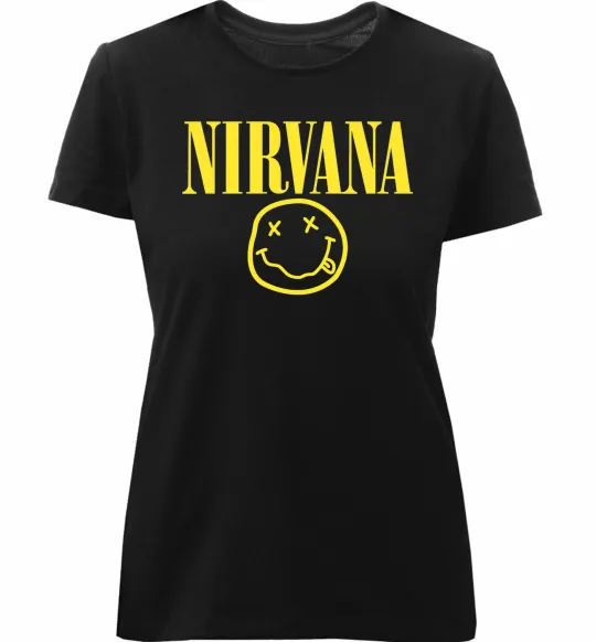 Женская премиум футболка Nirvana logo Черный фото