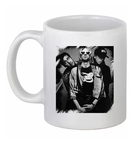 Чашка керамічна Nirvana band photo Білий фото