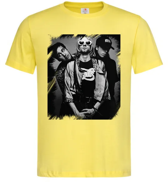 Чоловіча футболка Nirvana band photo Лимонний фото