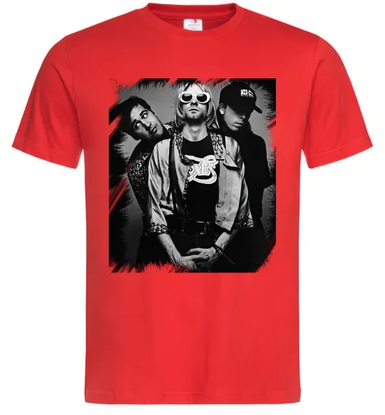 Чоловіча футболка Nirvana band photo Червоний фото