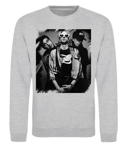 Світшот Nirvana band photo Сірий меланж фото