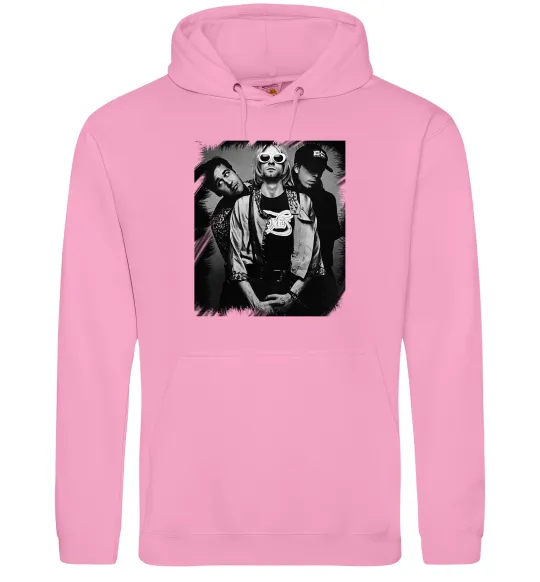Мужская толстовка (худи) Nirvana band photo Розовый фото