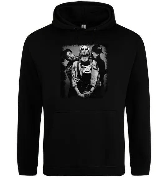 Чоловіча толстовка (худі) Nirvana band photo Чорний фото